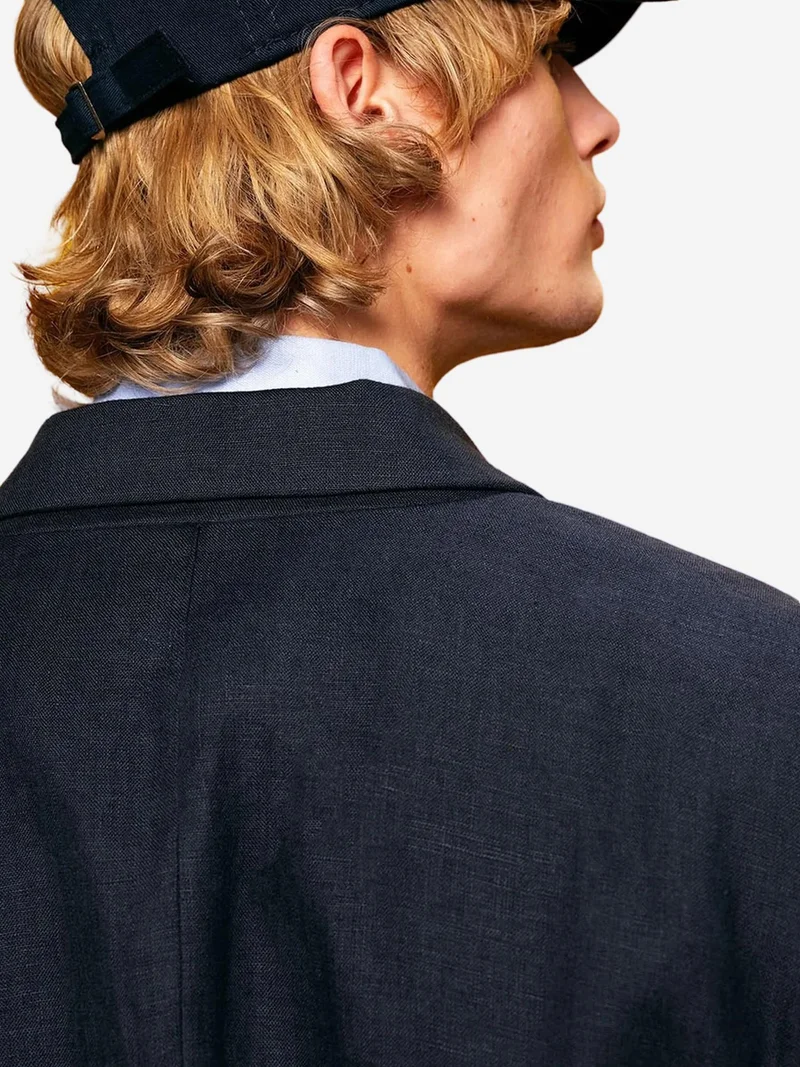 Giesto Navy Blue GIESTO Linen Blazer Jacket for Men | Best Price UAE